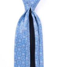 Load image into Gallery viewer, Umo Lorenzo Men's Blue Geometric Zipper Pre-Tied Necktie
