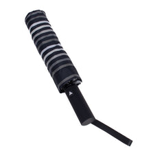 Load image into Gallery viewer, Nollia Compact Black &amp; White Striped Auto-Open Umbrella – 12" Travel Size, Wind-Resistant
