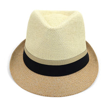 Load image into Gallery viewer, Westend Spring/Summer Woven 2-Tone Fashion Fedora with Taupe &amp; Black Band
