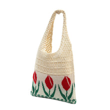 Load image into Gallery viewer, Nollia Ivory Tulip Crochet Knit Bag
