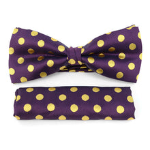 Load image into Gallery viewer, Umo Lorenzo Men's Big &amp; Tall Polka Dot Bow Tie &amp; Hanky Set – 15 Color Options

