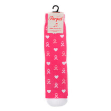 Load image into Gallery viewer, Parquet Women’s Pink &amp; White Hearts Breast Cancer Awareness Crew Socks
