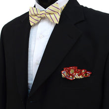Load image into Gallery viewer, Laurant Bennet Striped Banded Bow Tie &amp; Matching Hanky Pocket Round Set
