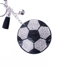 Load image into Gallery viewer, Nollia Bling Crystal Soccer Ball Charm – Sparkly Sports Keychain
