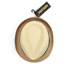 Load image into Gallery viewer, Westend Spring/Summer Woven 2-Tone Fashion Fedora with Taupe &amp; Black Band
