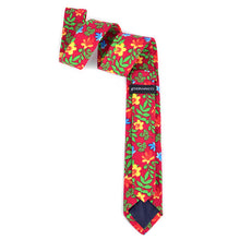 Load image into Gallery viewer, Feraricci Men’s Bright Floral Cotton Skinny Tie Gift Set – Includes Pocket Square &amp; Lapel Flower (Red, Navy, or Black)
