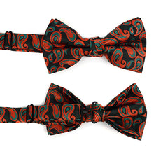 Load image into Gallery viewer, Laurant Bennet Red Paisley Banded Bow Tie &amp; Matching Hanky Set
