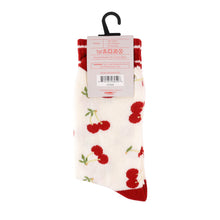 Load image into Gallery viewer, Nollia Women's Varsity-Striped Cherry Novelty Socks
