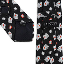 Load image into Gallery viewer, Parquet Poker Chips &amp; Cards Novelty Tie – Black, Green, Blue
