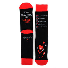 Load image into Gallery viewer, Parquet Health Care Heroes – Saving Lives Ultra Premium Novelty Socks (Unisex)
