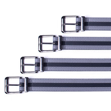 Load image into Gallery viewer, Umo Lorenzo Men's Striped Vegan Leather Casual Belt – Gray, 4 Sizes
