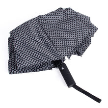 Load image into Gallery viewer, Nollia Compact Black Geometric Pattern Auto-Open Umbrella – 12" Travel Size, Wind-Resistant
