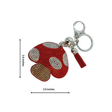Load image into Gallery viewer, Nollia Bling Crystal Poison Mushroom Charm – Sparkly Tassel Keychain

