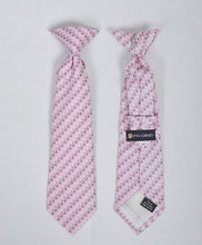 Load image into Gallery viewer, Umo Lorenzo Boy&#39;s Geometric Microfiber Woven Clip-On Ties – Gold, Red, Silver, Pink

