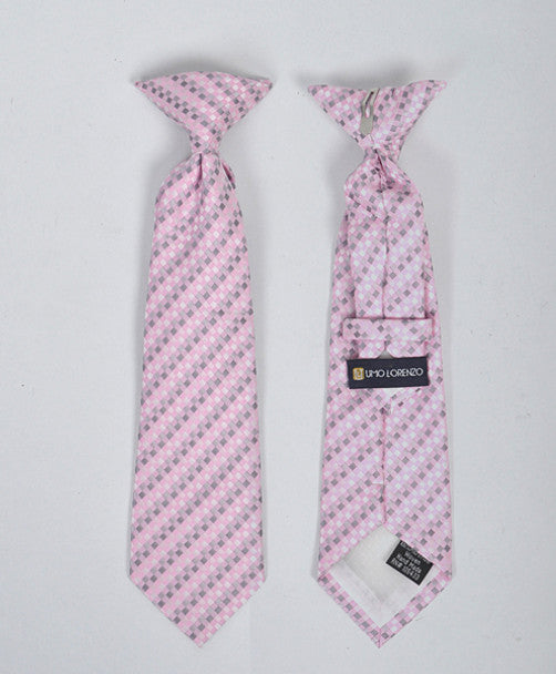 Umo Lorenzo Boy's Geometric Microfiber Woven Clip-On Ties – Gold, Red, Silver, Pink
