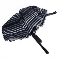 Load image into Gallery viewer, Nollia Compact Black &amp; White Striped Auto-Open Umbrella – 12" Travel Size, Wind-Resistant
