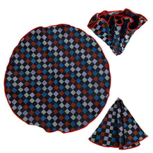 Load image into Gallery viewer, Laurant Bennet Checkered Pattern Banded Bow Tie &amp; Matching Hanky Pocket Round Set
