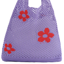 Load image into Gallery viewer, Nollia Purple Floral Crochet Knit Bag

