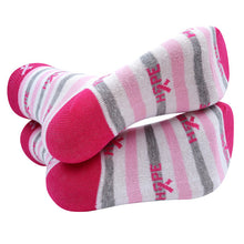 Load image into Gallery viewer, Parquet Women’s Pink &amp; Gray HOPE Striped Breast Cancer Awareness Socks
