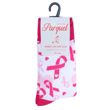 Load image into Gallery viewer, Parquet Women's Breast Cancer Ribbon Novelty Socks – Pink Awareness Design
