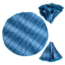 Load image into Gallery viewer, Laurant Bennet Diamond Pattern Banded Bow Tie &amp; Matching Hanky Pocket Round Set
