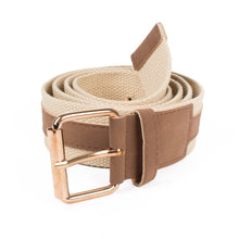 Load image into Gallery viewer, Umo Lorenzo Men's Striped Vegan Leather Casual Belt – Khaki, 4 Sizes
