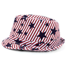 Load image into Gallery viewer, Westend Spring/Summer USA Stars &amp; Stripes American Flag Trilby Fedora Hat
