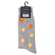 Load image into Gallery viewer, Parquet Men’s Fruity Orange Novelty Crew Socks – Gray
