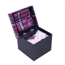 Load image into Gallery viewer, Clericci 12-Piece ASSORTED Spring/Summer Plaid Tie, Hanky &amp; Cufflink Gift Box Set
