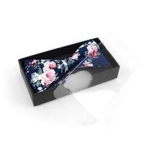 Load image into Gallery viewer, Navy Floral Cotton Banded Bow Tie – Handmade &amp; Boxed
