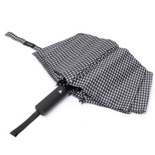 Load image into Gallery viewer, Nollia Compact Black &amp; White Houndstooth Auto-Open Umbrella – 12&quot; Travel Size, Wind-Resistant
