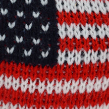 Load image into Gallery viewer, American Flag Knit Winter Ear Muffs with White Fur Trim – Adjustable Over-the-Head Design
