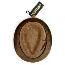 Load image into Gallery viewer, Westend Spring/Summer Woven Trilby Fedora Hat with Feather
