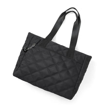 Load image into Gallery viewer, Nollia Harper Black Quilted Nylon Tote Bag with Heart Bag Charm
