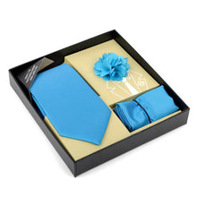 Load image into Gallery viewer, Umo Lorenzo 12-Piece Solid Color Tie, Hanky &amp; Lapel Pin Box Set

