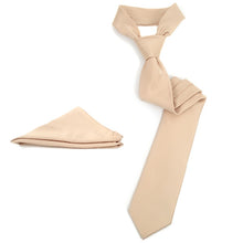 Load image into Gallery viewer, Umo Lorenzo Solid Satin Tie &amp; Matching Hanky Set – 3.25&quot; Poly Neck Tie
