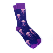 Load image into Gallery viewer, Parquet Men’s Jellyfish Novelty Crew Socks – Purple &amp; Pink
