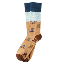 Load image into Gallery viewer, Parquet Men’s Cowboy Boot Novelty Crew Socks – Light Brown
