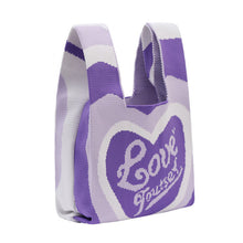 Load image into Gallery viewer, 3.	Retro heart mini tote in purple color option
