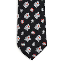 Load image into Gallery viewer, Parquet Poker Chips &amp; Cards Novelty Tie – Black, Green, Blue
