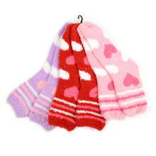 Load image into Gallery viewer, Nollia Women’s Heart Pattern Fuzzy Socks – 3 Pair Assorted Set
