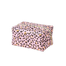 Load image into Gallery viewer, Nollia 4-Piece Makeup Bag Set – Pink Leopard &amp; Clear Vegan Leather Travel Cosmetic Organizer Case
