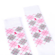 Load image into Gallery viewer, Parquet Ladies Knee High Breast Cancer Awareness Argyle Socks
