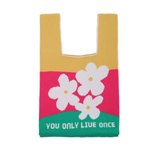 Load image into Gallery viewer, Nollia You Only Live Once Floral Pattern Mini Knit Tote Bag
