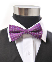 Load image into Gallery viewer, Silk Framed Diamond Pattern Banded Bow Tie – Printed Twill, Boxed
