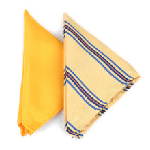 Load image into Gallery viewer, Umo Lorenzo Yellow Striped &amp; Solid Tie with Matching Hanky Gift Box Set – 4pc Formal Accessory Collection
