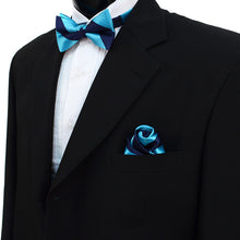Load image into Gallery viewer, Laurant Bennet Two-Tone Diagonal Bow Tie &amp; Matching Hanky Set
