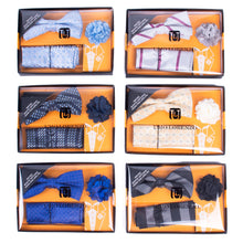 Load image into Gallery viewer, Umo Lorenzo 12-Piece Pattern Banded Bow Tie, Hanky &amp; Lapel Pin Box Set
