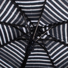 Load image into Gallery viewer, Nollia Compact Black &amp; White Striped Auto-Open Umbrella – 12" Travel Size, Wind-Resistant
