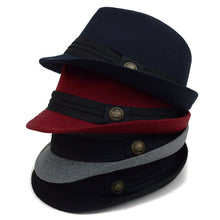 Load image into Gallery viewer, Westend Fall/Winter Trilby Fedora Hat with Button Accent &amp; Band Trim

